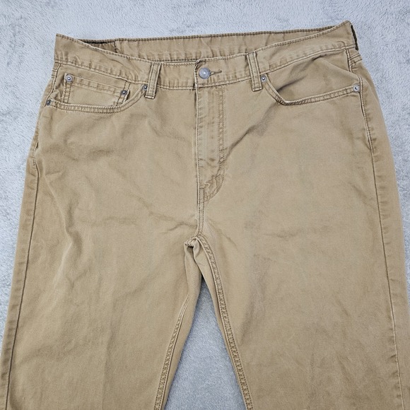 Levi's 514 Straight Fit Jeans Men's 38x31* Khaki Tan Cotton Twill Pants Mid Rise - Picture 3 of 9